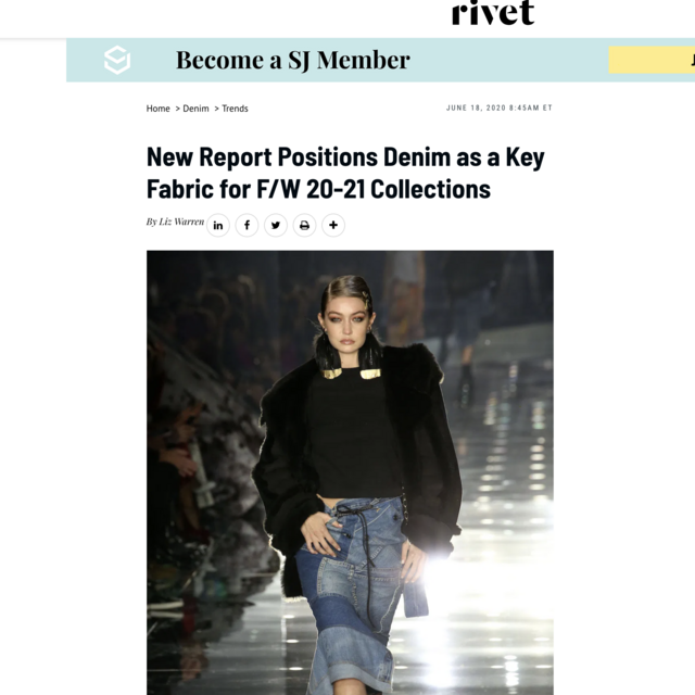 New Report Positions Denim as a Key Fabric for F/W 20-21 Collections